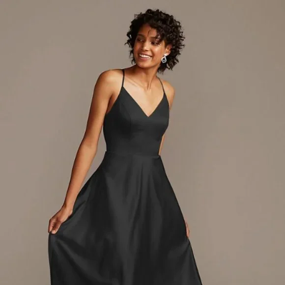 navy blue dress for baby girl Azazie Suttona Espresso Stretch Satin Bridesmaid Dresses main image 0